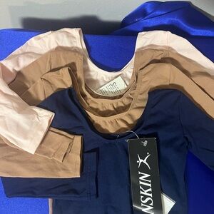 Danskin Blue Fitted Bodysuit Top